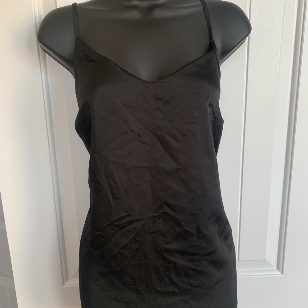 Spaghetti strap black silky cami